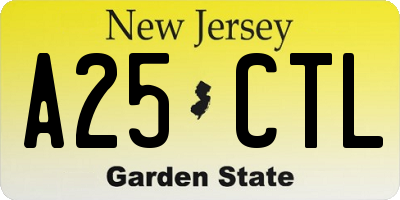 NJ license plate A25CTL