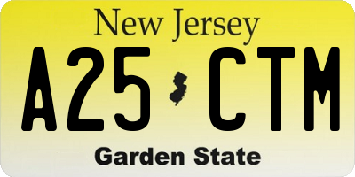 NJ license plate A25CTM