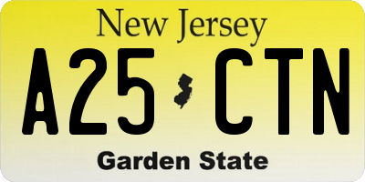 NJ license plate A25CTN