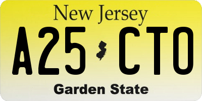 NJ license plate A25CTO