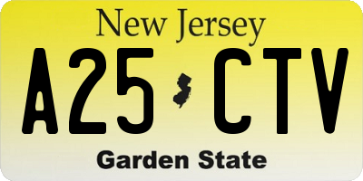NJ license plate A25CTV