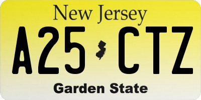 NJ license plate A25CTZ