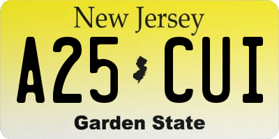 NJ license plate A25CUI