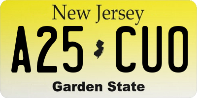 NJ license plate A25CUO