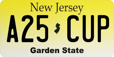 NJ license plate A25CUP