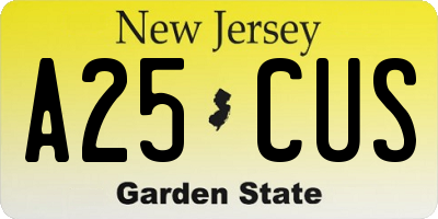 NJ license plate A25CUS