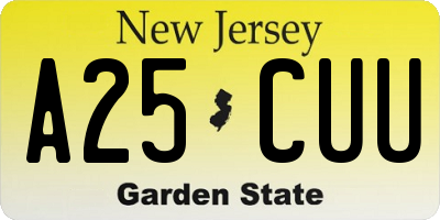 NJ license plate A25CUU