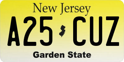 NJ license plate A25CUZ
