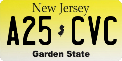 NJ license plate A25CVC