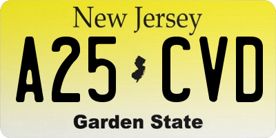 NJ license plate A25CVD