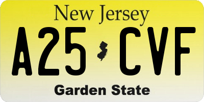NJ license plate A25CVF