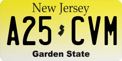 NJ license plate A25CVM
