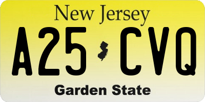 NJ license plate A25CVQ