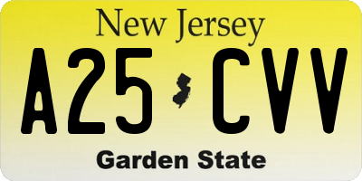 NJ license plate A25CVV