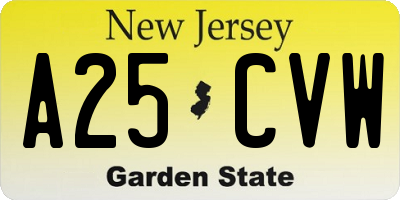NJ license plate A25CVW