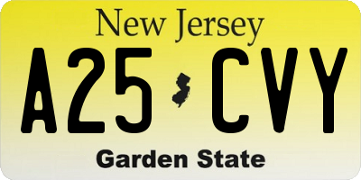 NJ license plate A25CVY