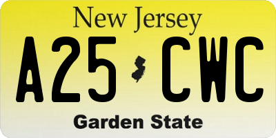 NJ license plate A25CWC