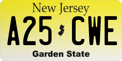 NJ license plate A25CWE