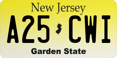 NJ license plate A25CWI