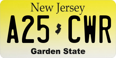 NJ license plate A25CWR