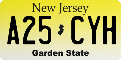 NJ license plate A25CYH