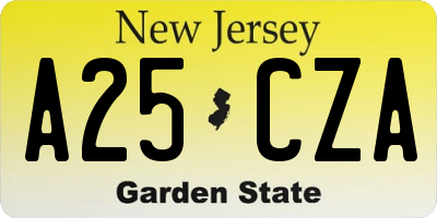 NJ license plate A25CZA