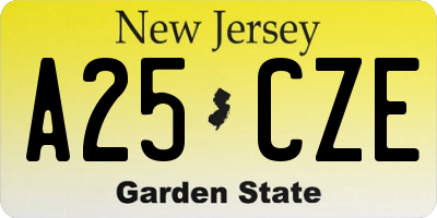 NJ license plate A25CZE