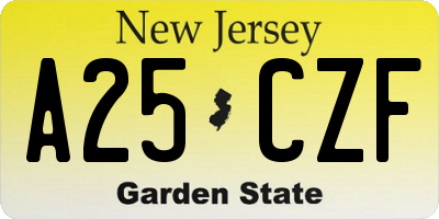 NJ license plate A25CZF