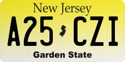 NJ license plate A25CZI
