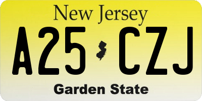 NJ license plate A25CZJ