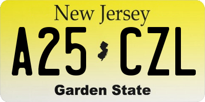NJ license plate A25CZL
