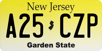 NJ license plate A25CZP