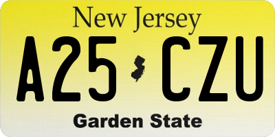 NJ license plate A25CZU
