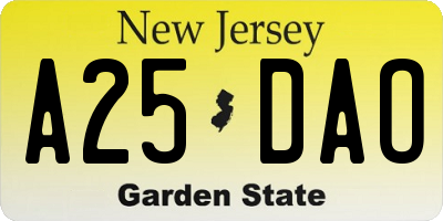 NJ license plate A25DAO