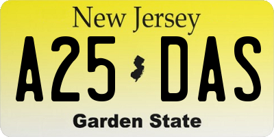 NJ license plate A25DAS