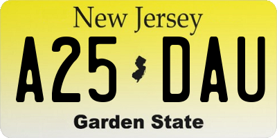 NJ license plate A25DAU