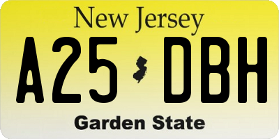 NJ license plate A25DBH