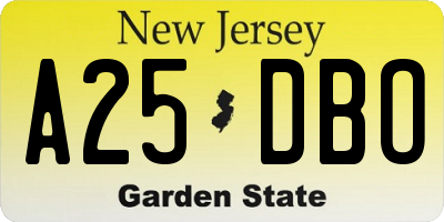 NJ license plate A25DBO