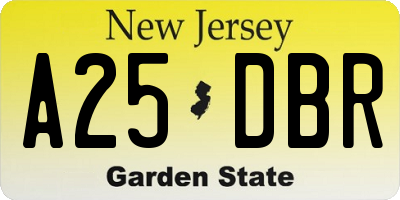 NJ license plate A25DBR