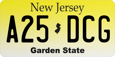 NJ license plate A25DCG