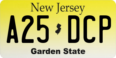 NJ license plate A25DCP