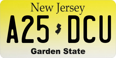 NJ license plate A25DCU