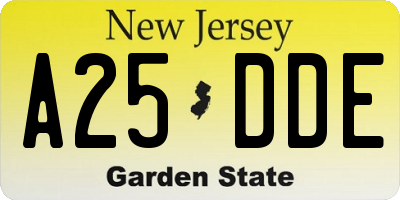 NJ license plate A25DDE