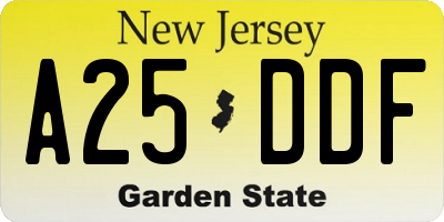 NJ license plate A25DDF