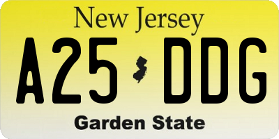 NJ license plate A25DDG