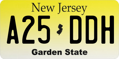 NJ license plate A25DDH