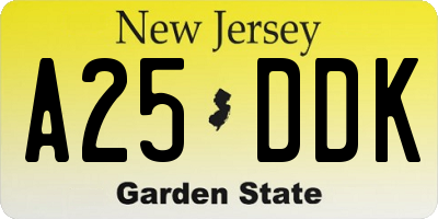 NJ license plate A25DDK