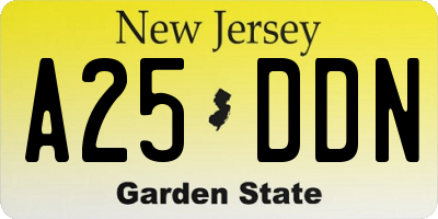 NJ license plate A25DDN