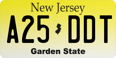 NJ license plate A25DDT