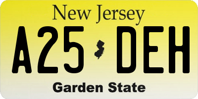 NJ license plate A25DEH